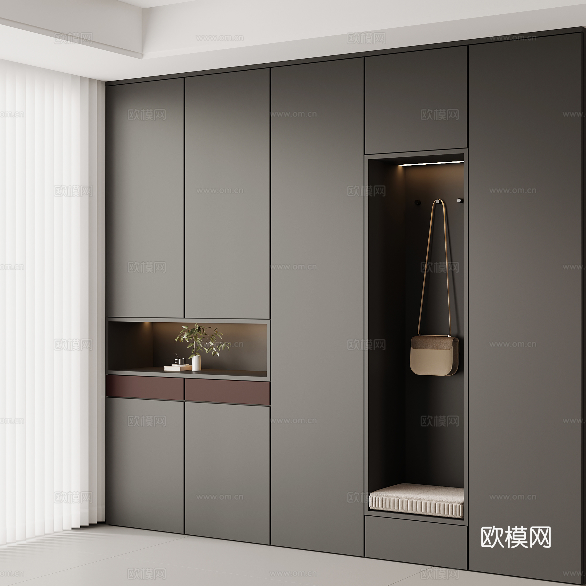 现代意式鞋柜 玄关柜su模型