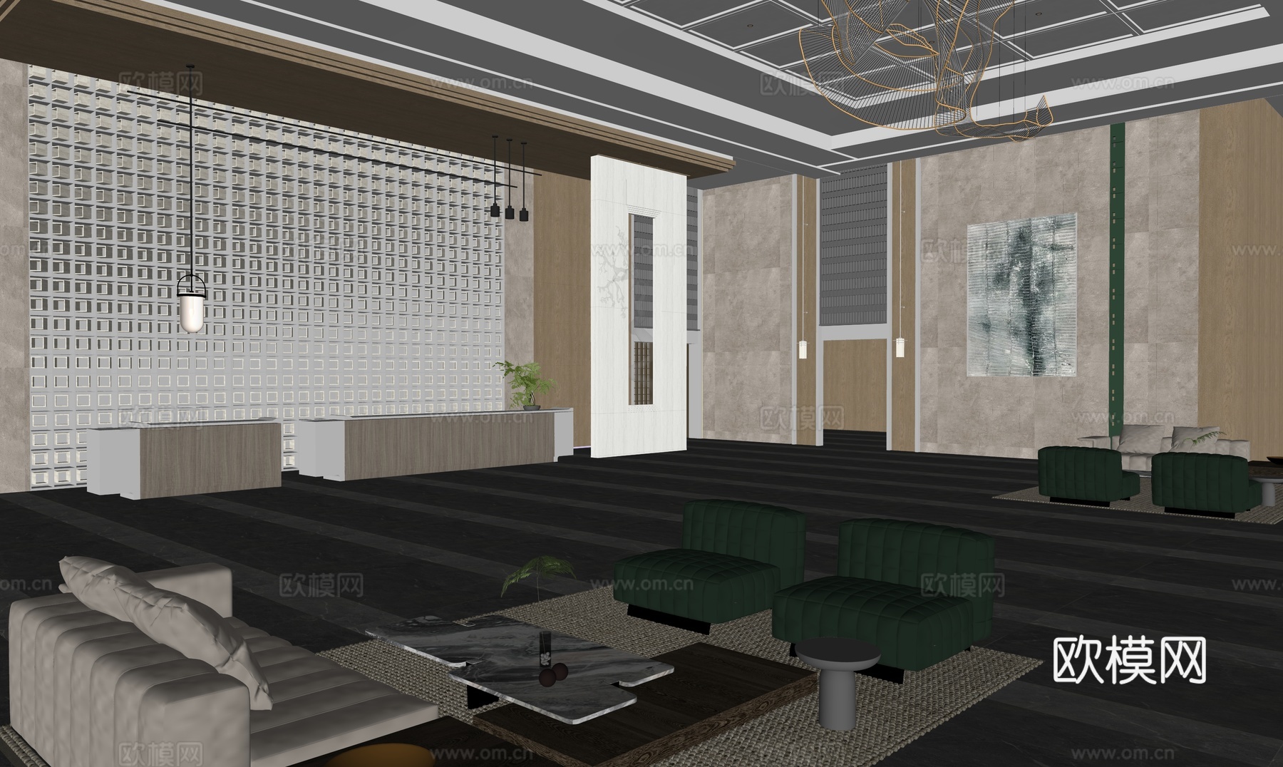 高级酒店大堂su模型