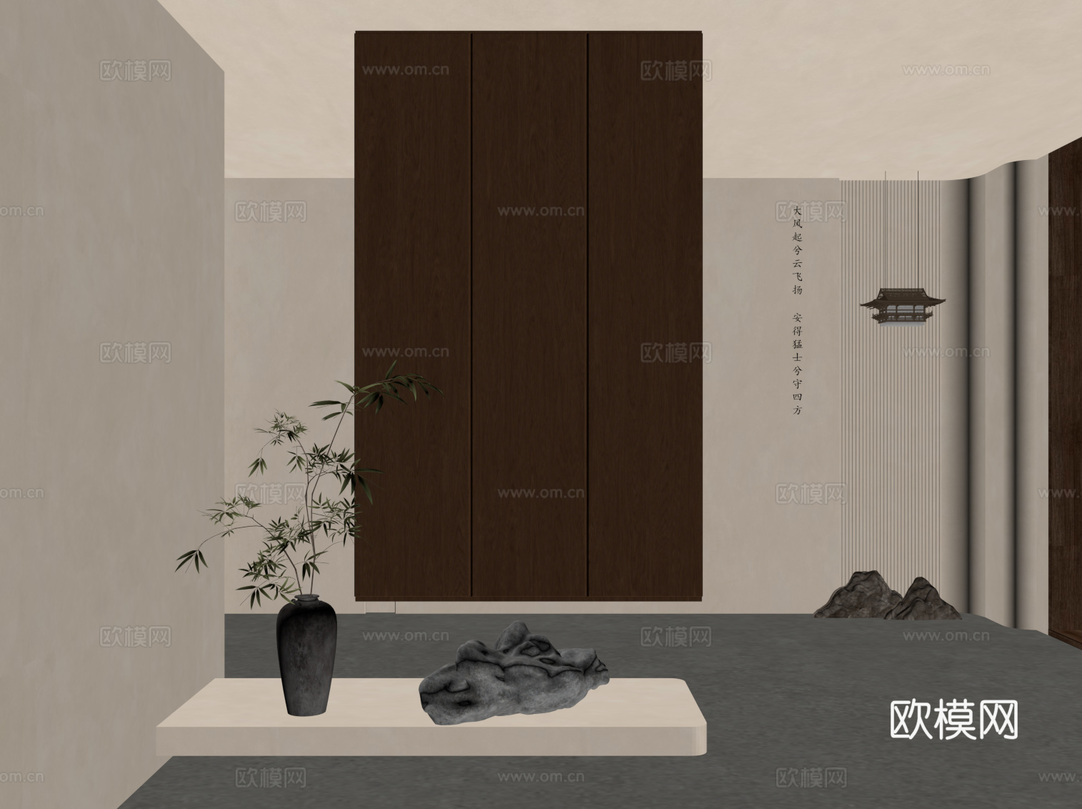 新中式玄关su模型