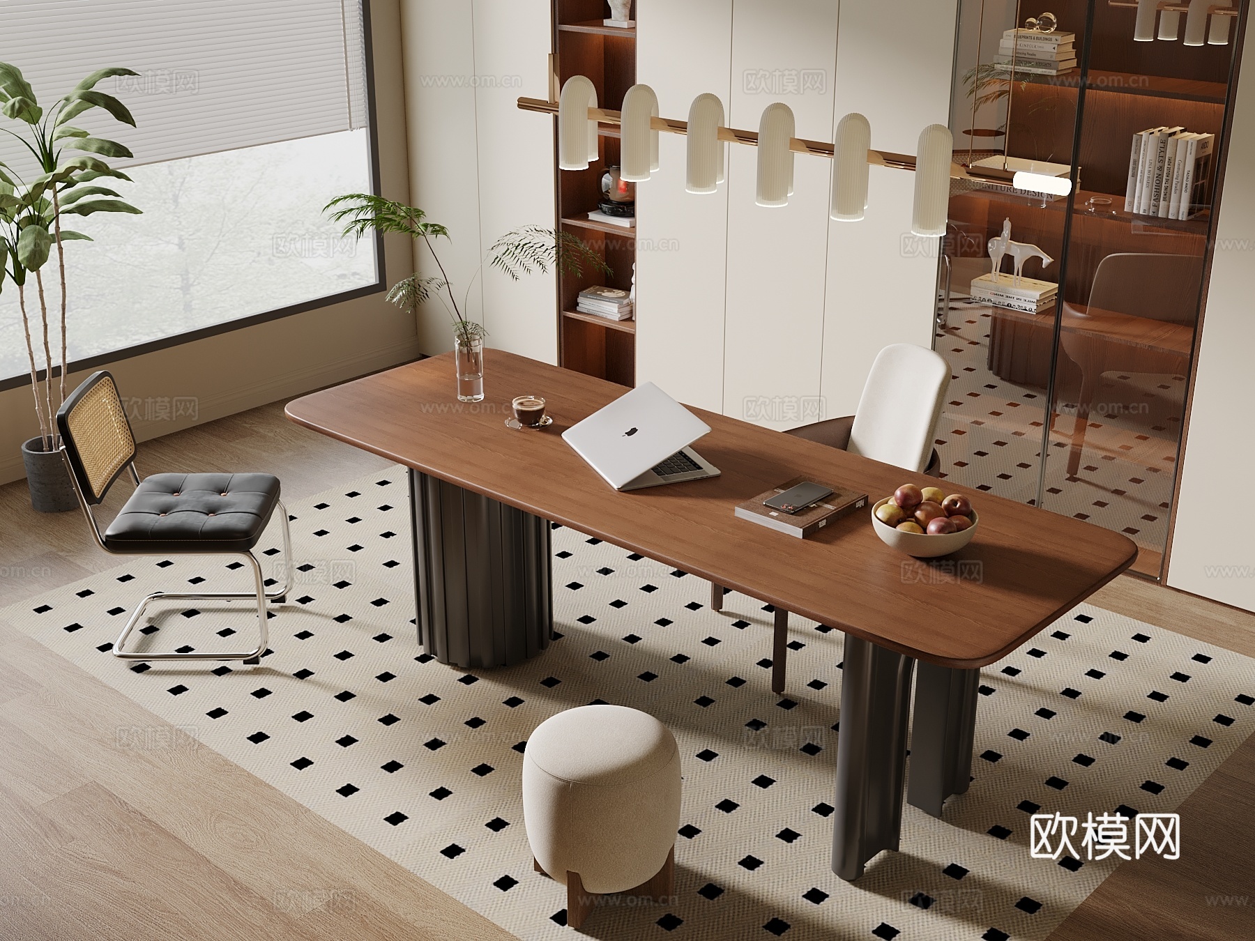 中古风书桌椅su模型