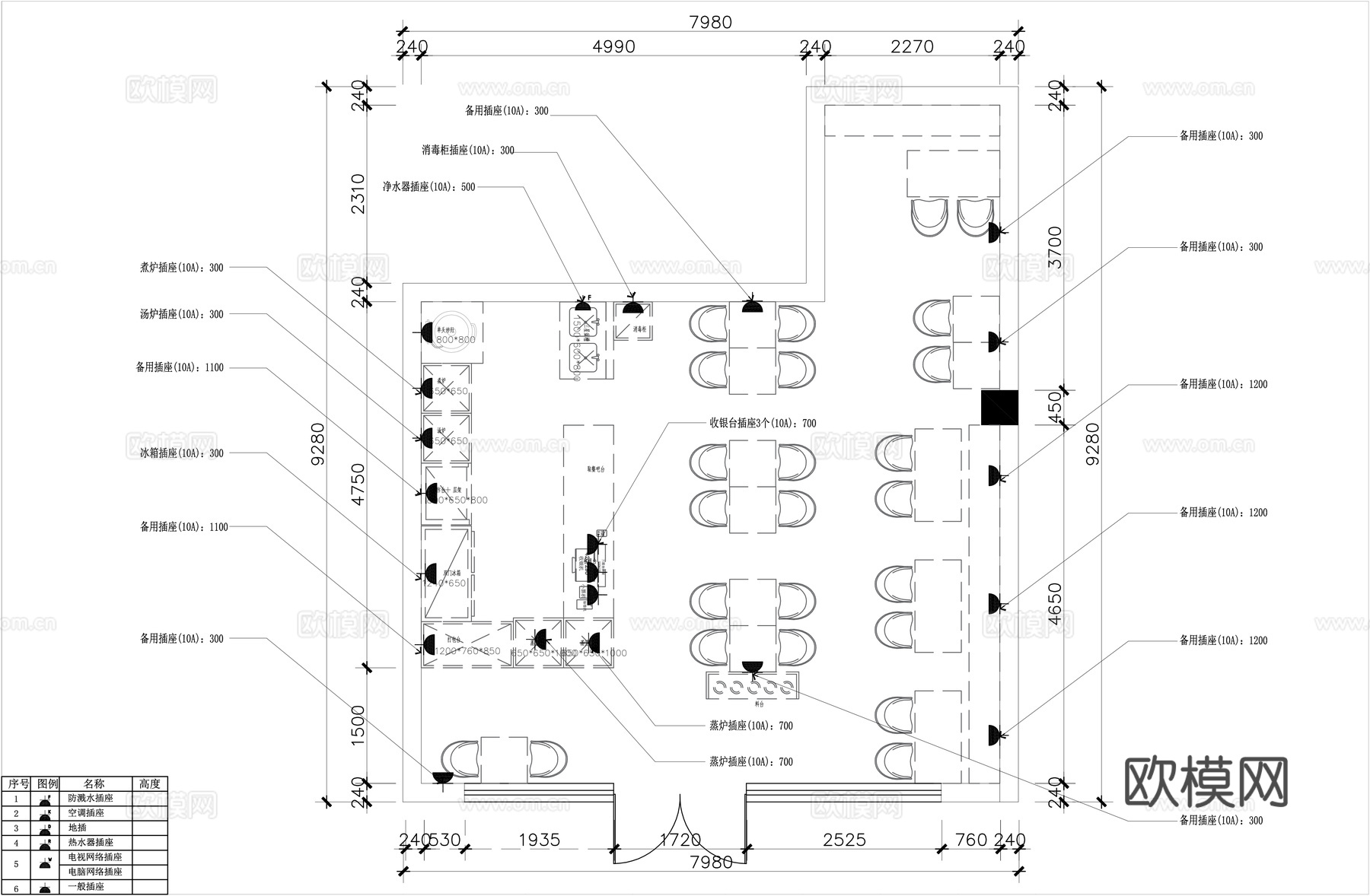 包子铺装修施工图cad施工图