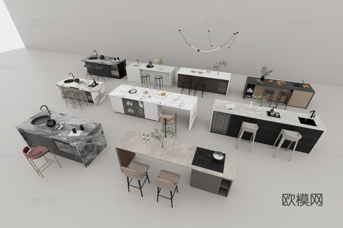 现代吧台吧椅su模型
