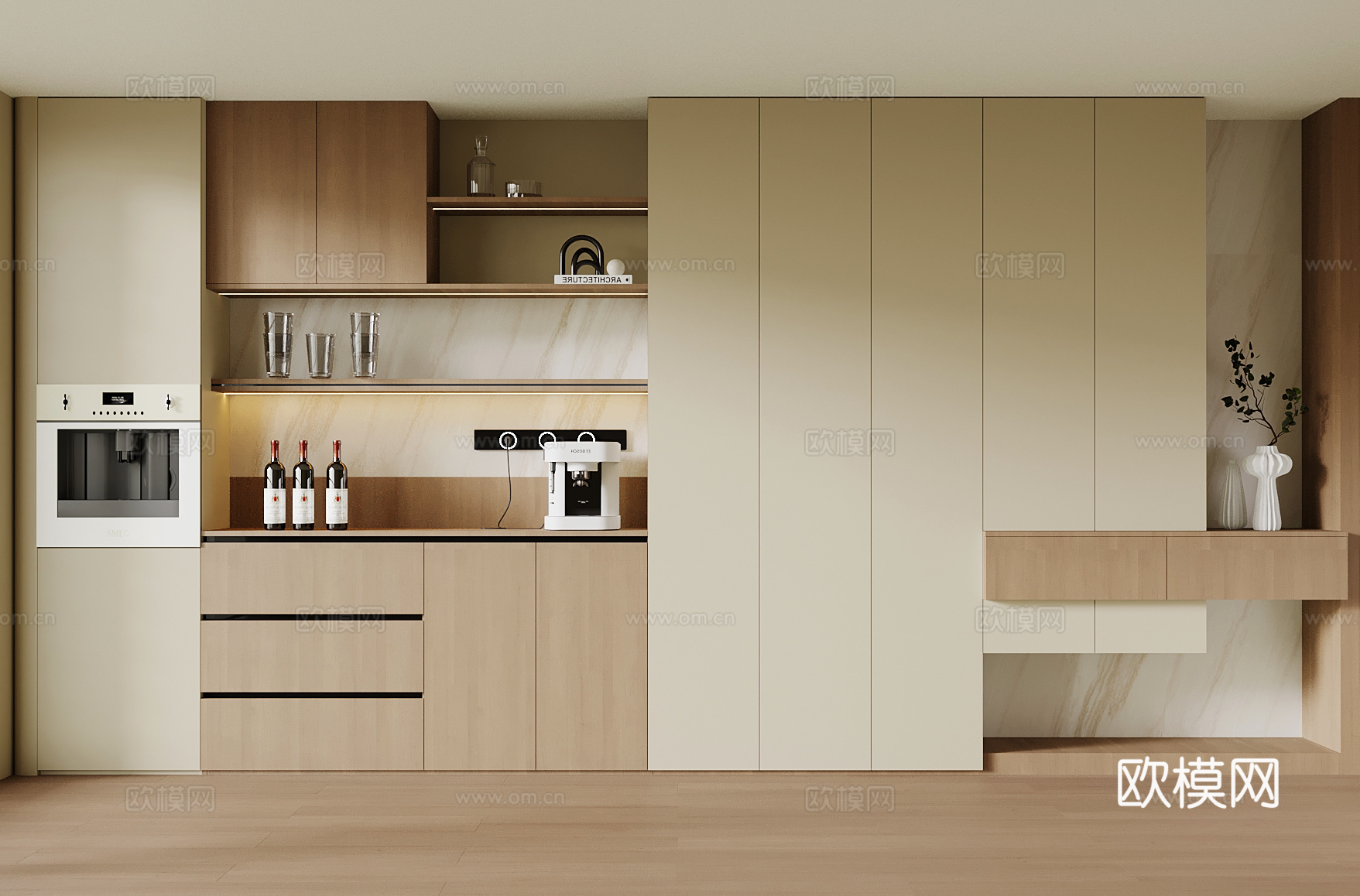 现代入户鞋柜 酒柜su模型