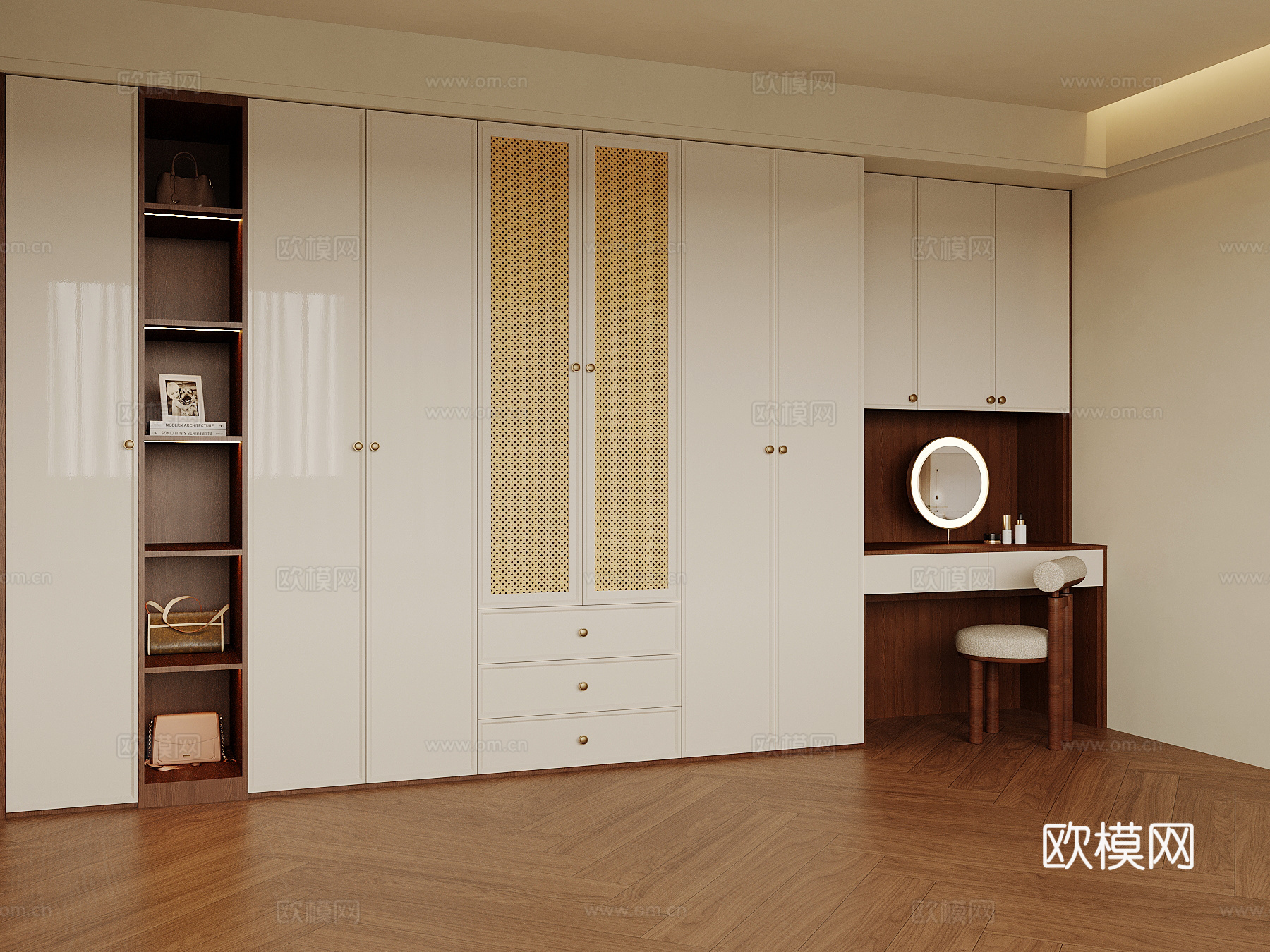 中古风衣柜 衣帽间su模型