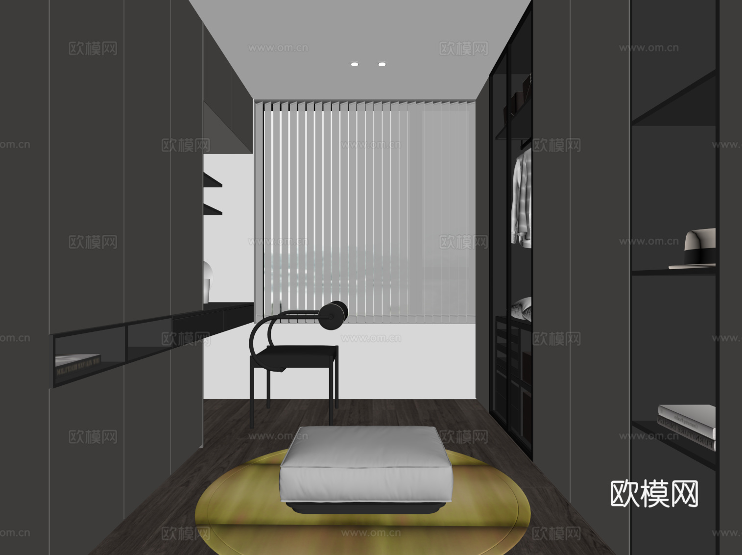 现代衣帽间 衣柜su模型