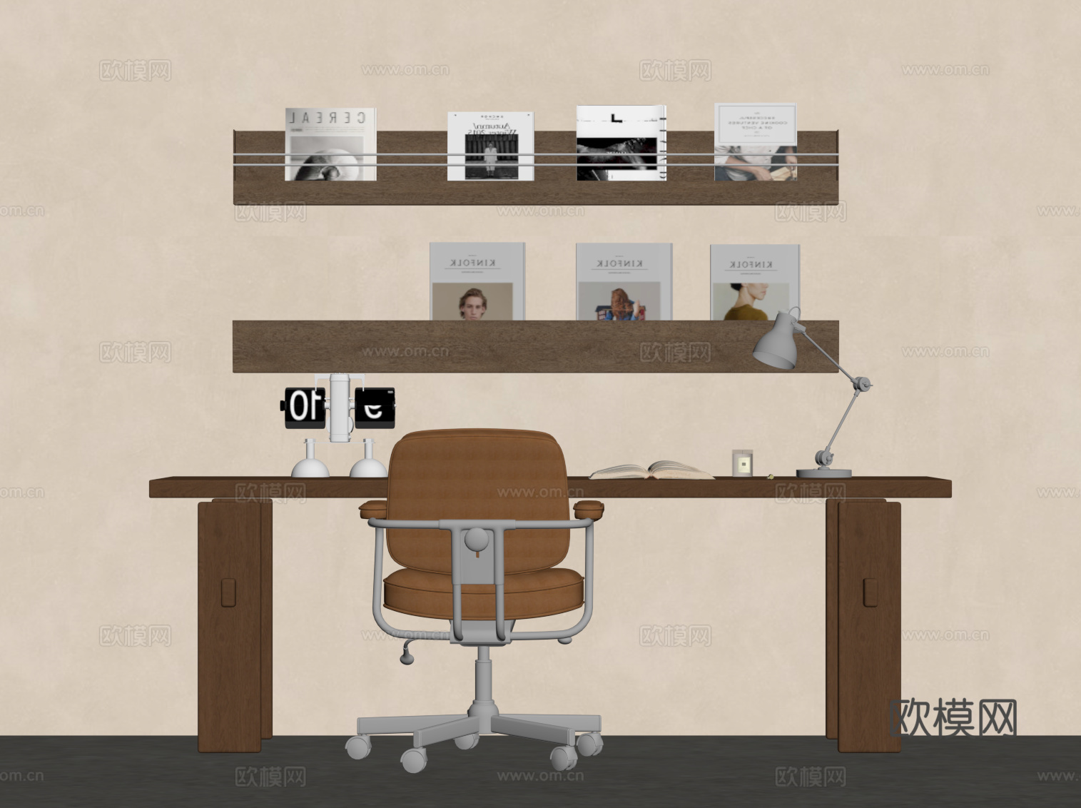 中古风书桌椅su模型