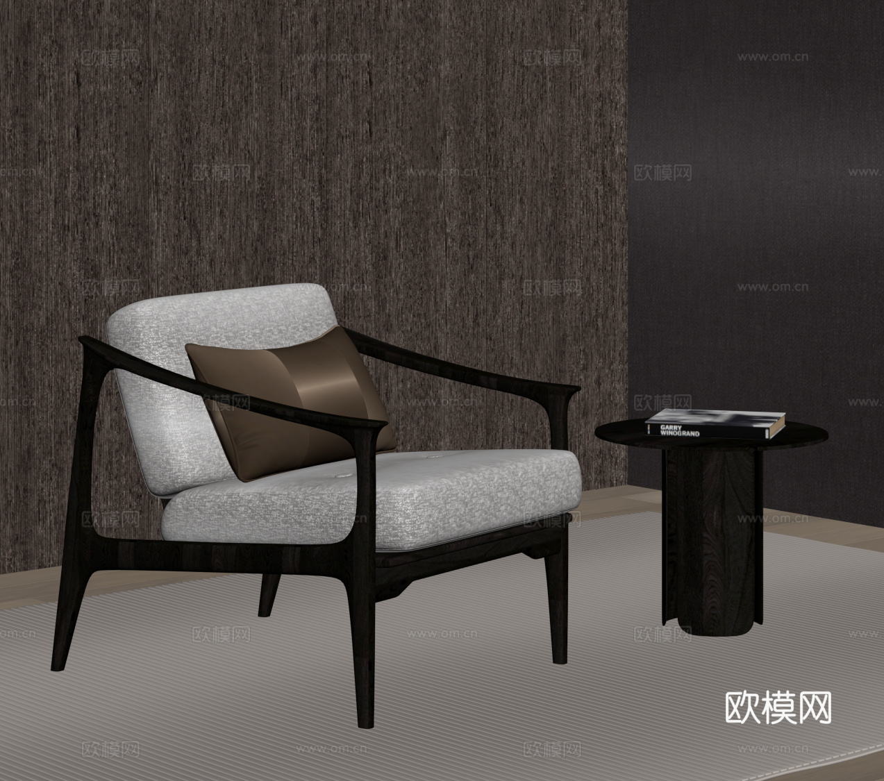 现代意式单人沙发 休闲沙发 休闲椅su模型