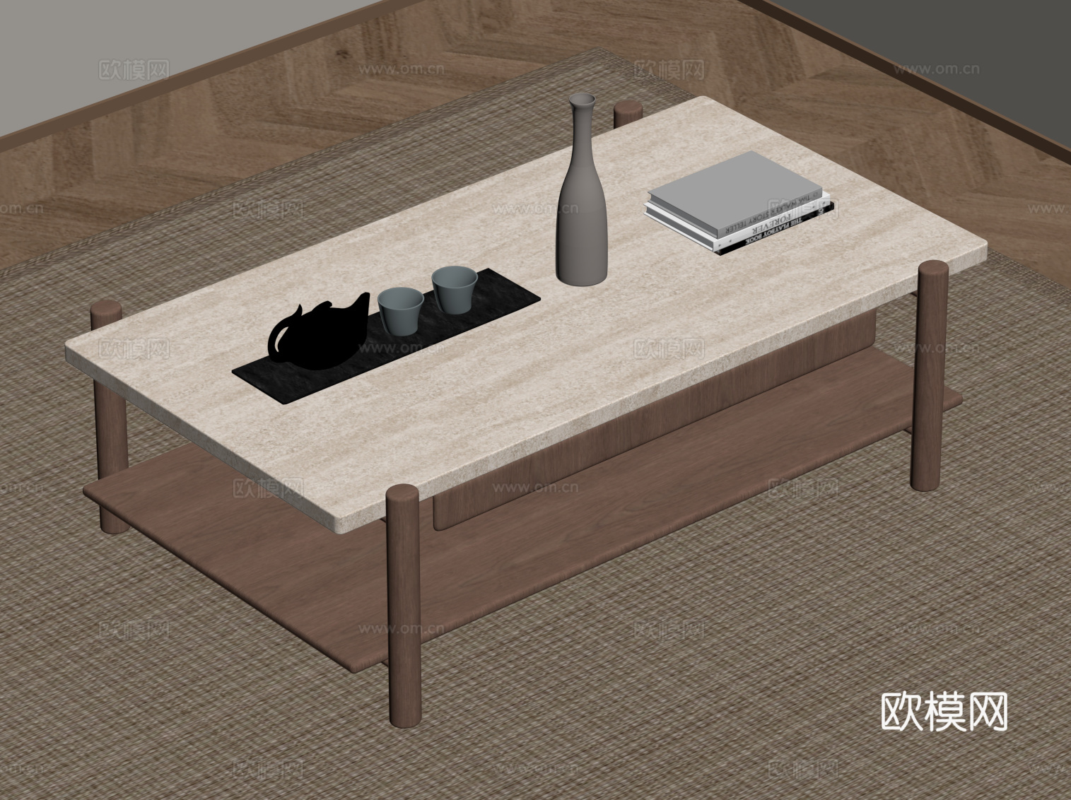 中古风茶几su模型