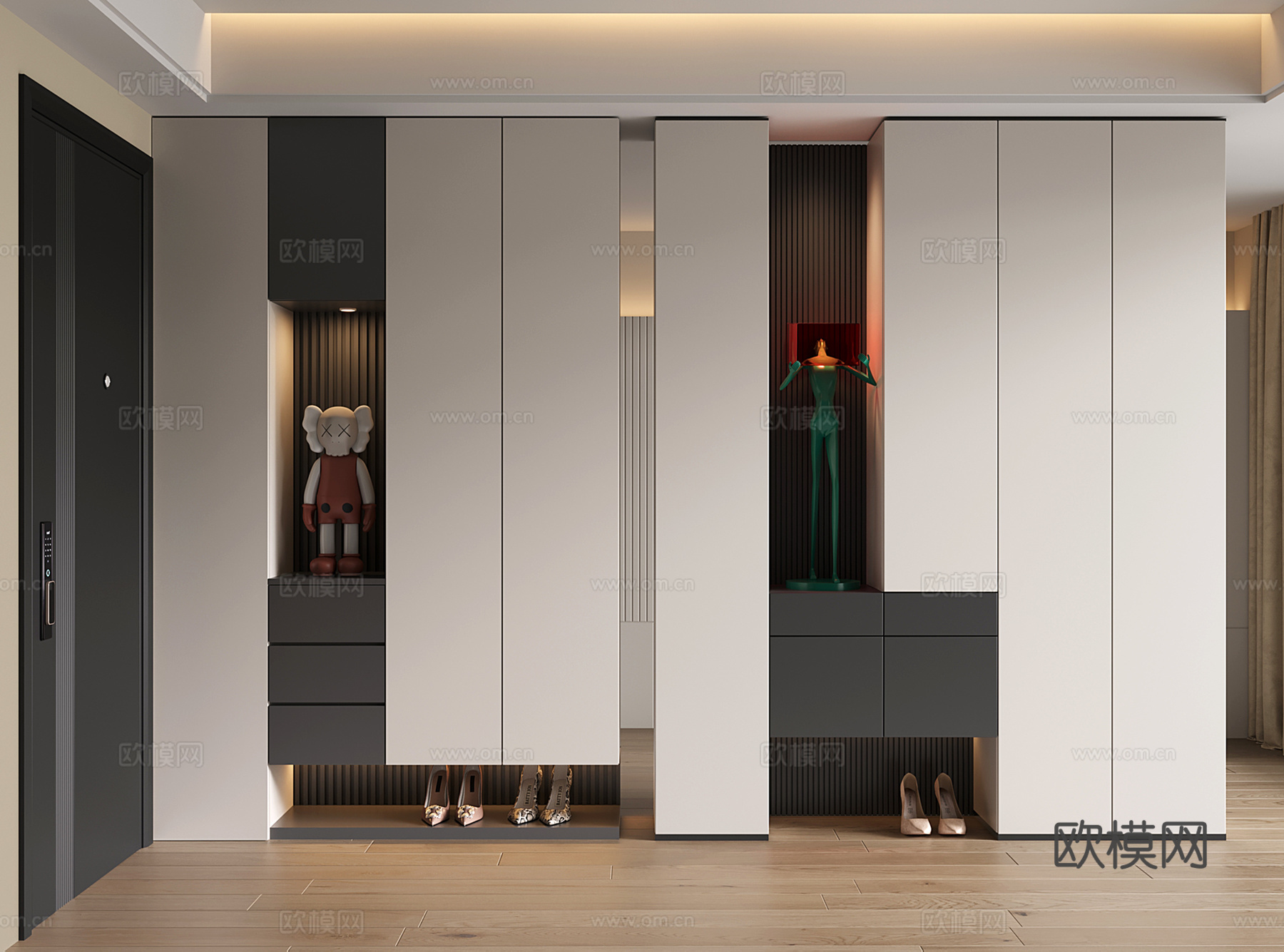 现代入户鞋柜 玄关鞋柜 隔断柜 装饰柜su模型