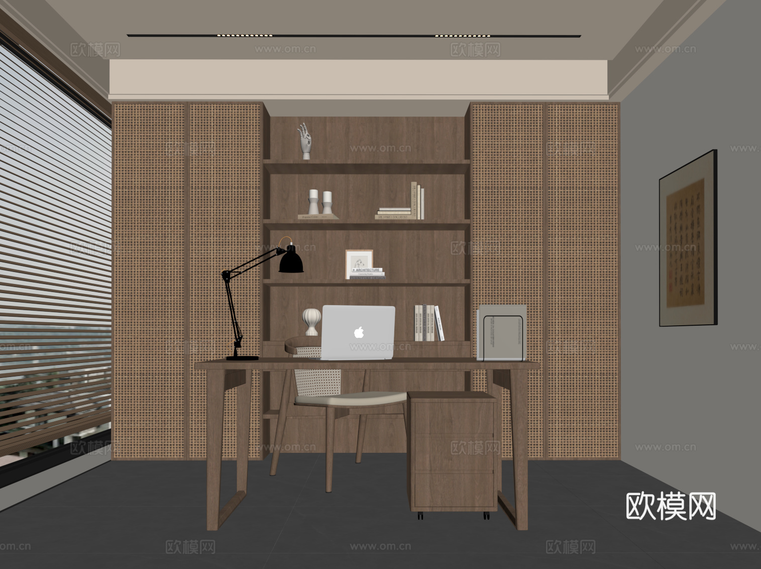 新中式茶室 茶桌椅 茶柜su模型