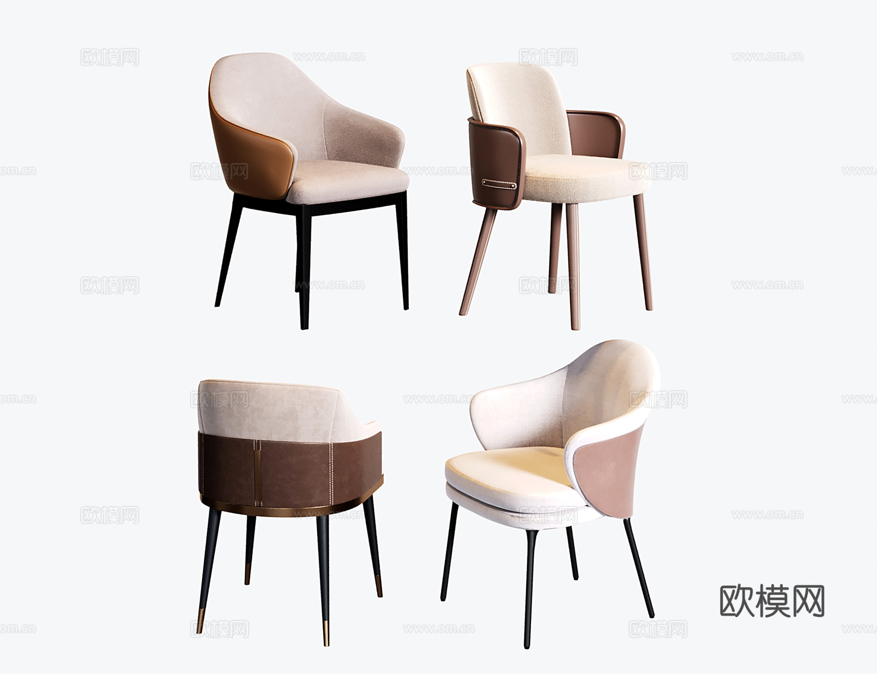 意式餐椅 现代单椅 写字椅 酒店餐厅椅su模型