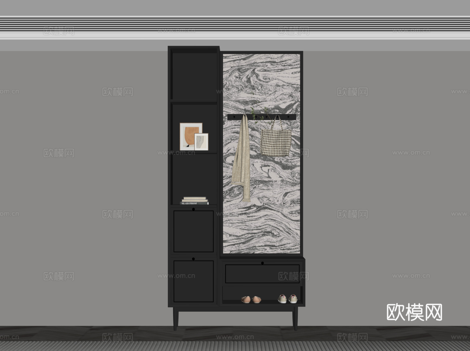 现代意式玄关柜 鞋柜su模型