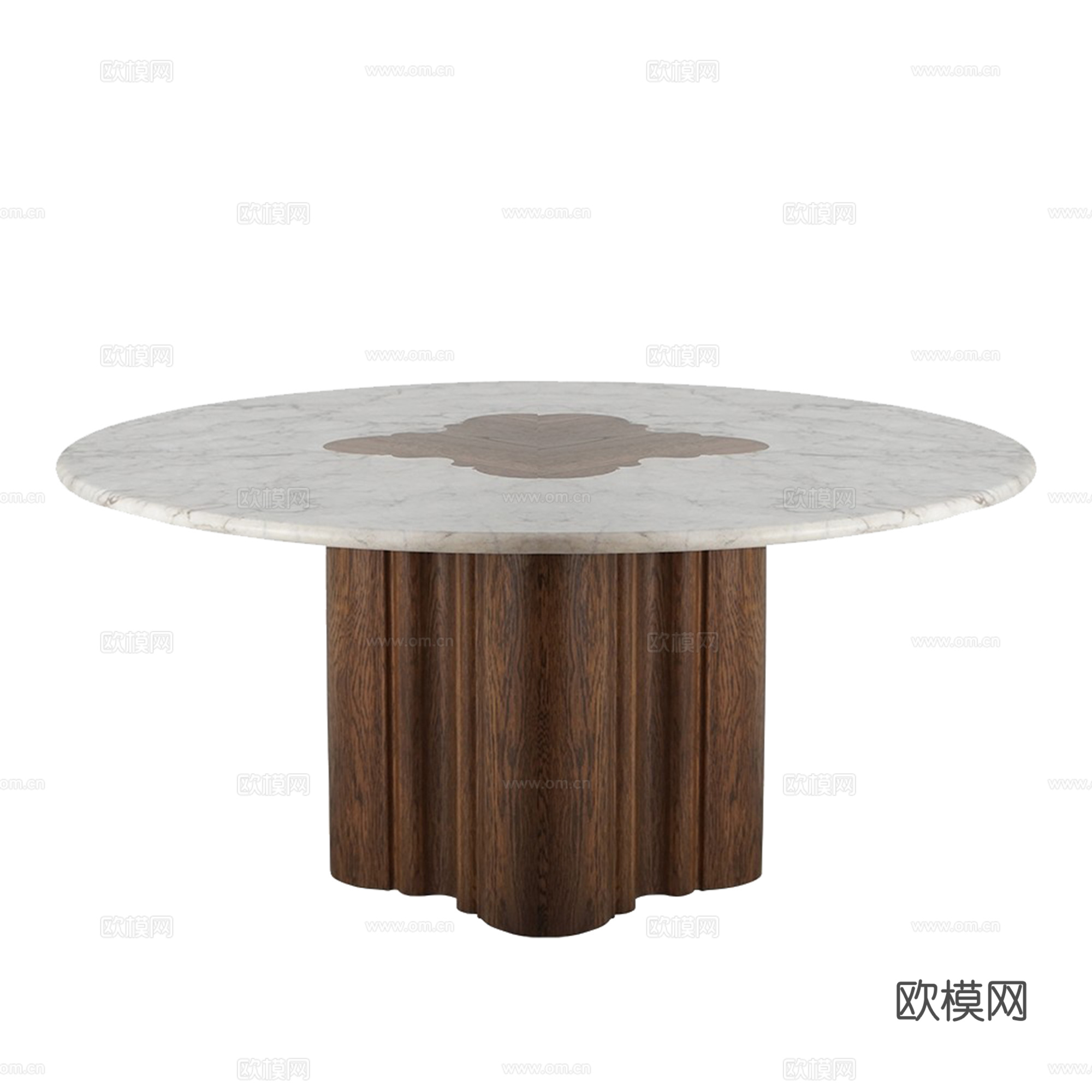 中古风圆形餐桌su模型