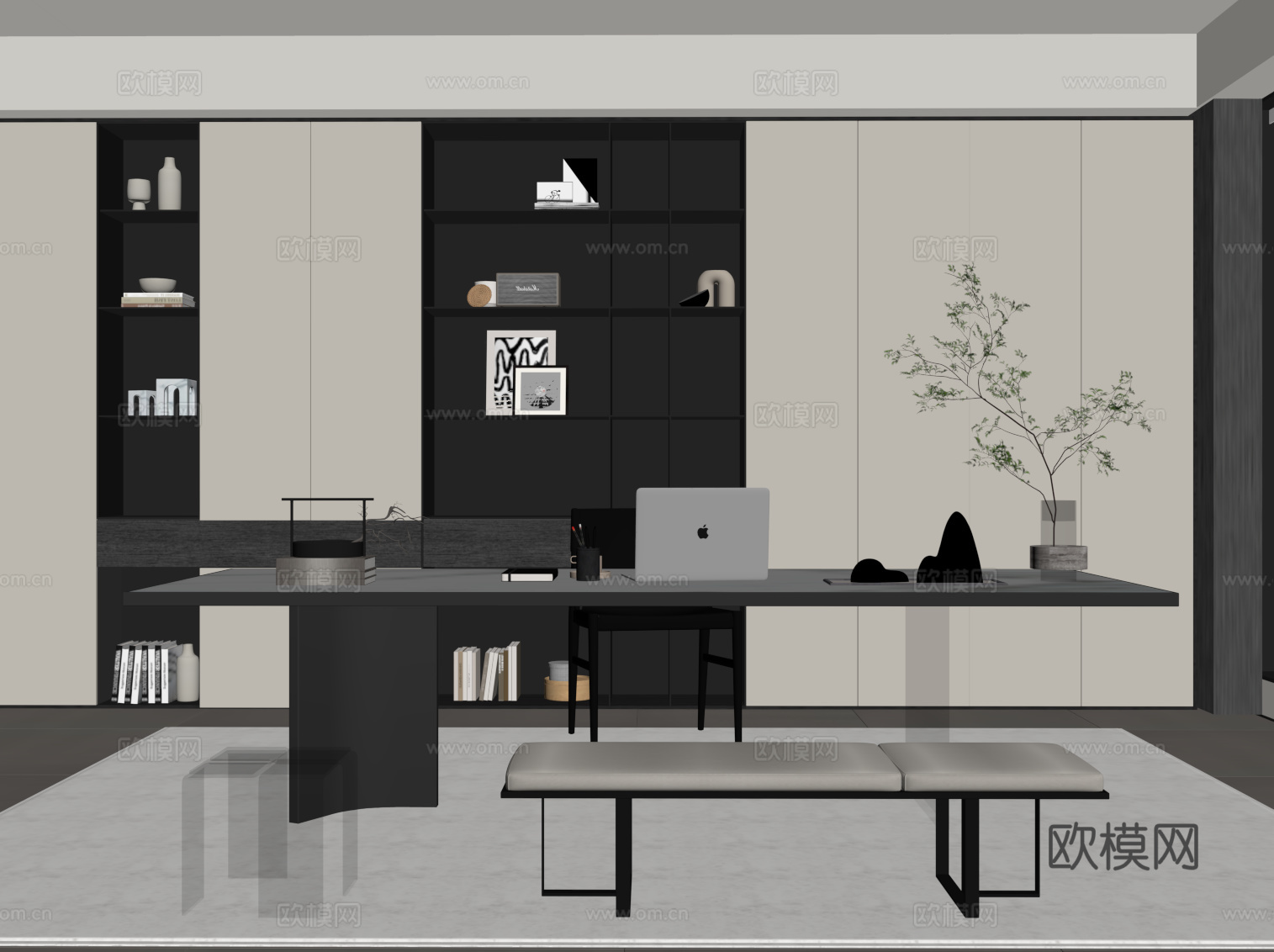 现代茶室su模型