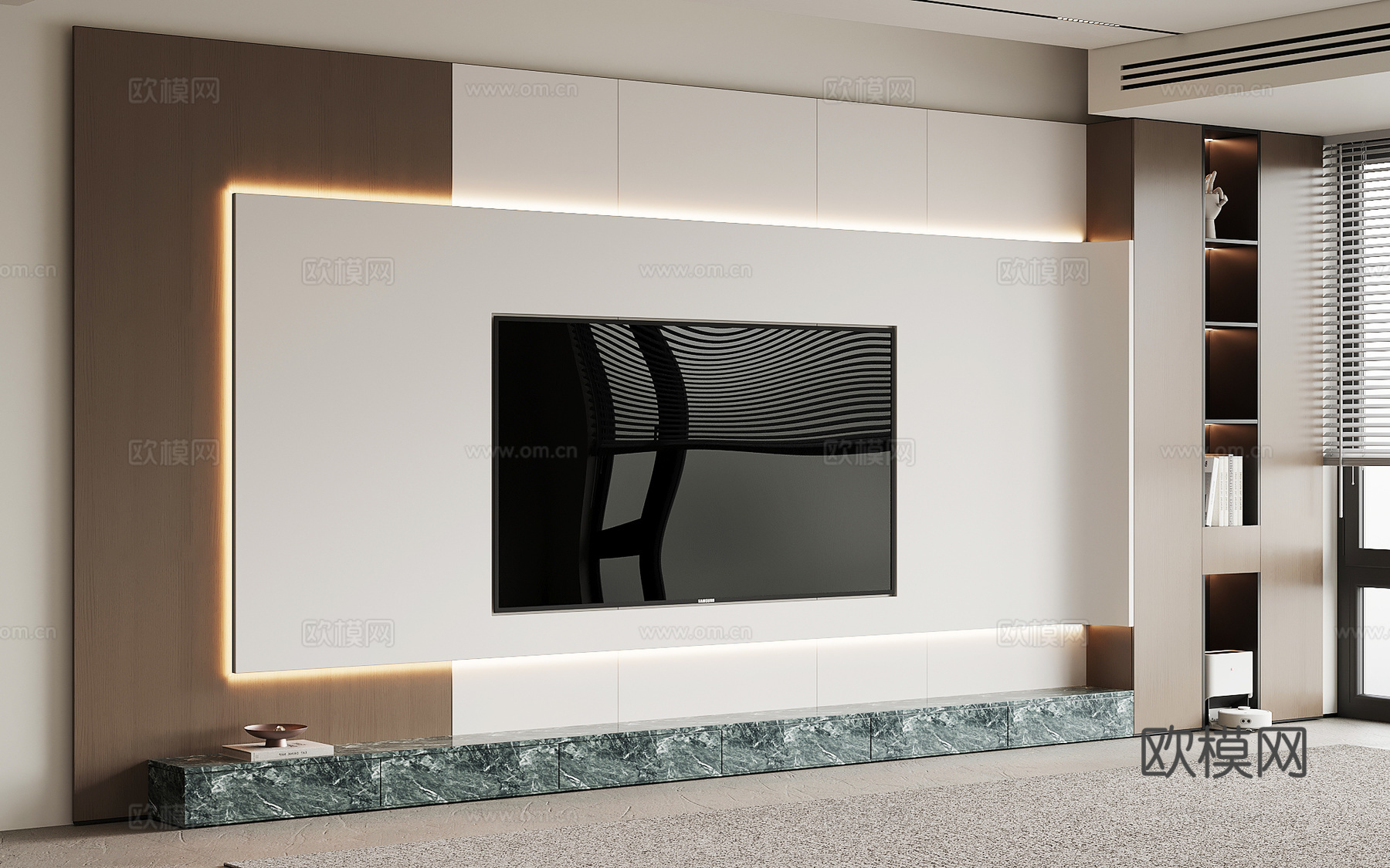 现代意式电视背景墙su模型