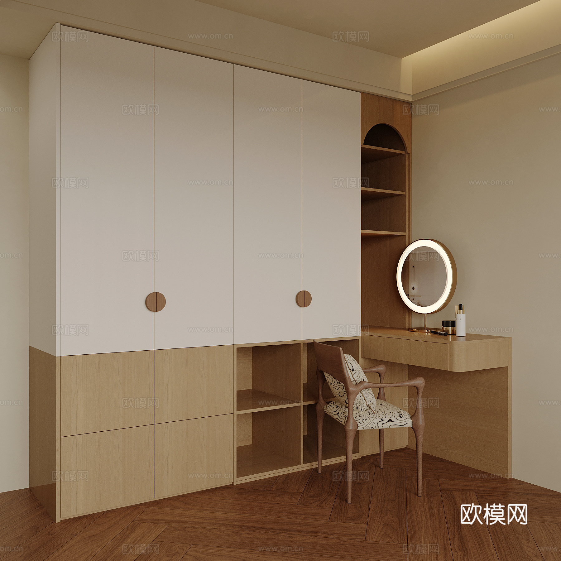 中古风衣柜 书桌 梳妆台su模型