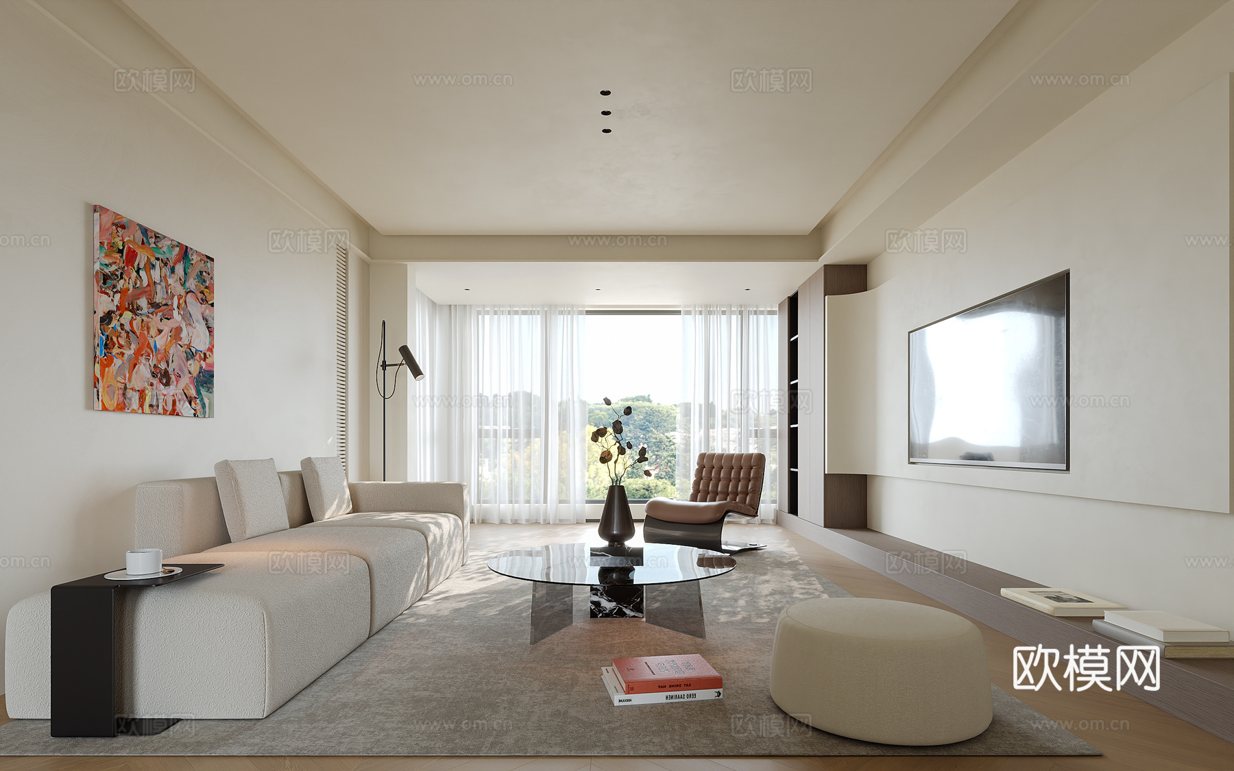 现代意式客厅su模型