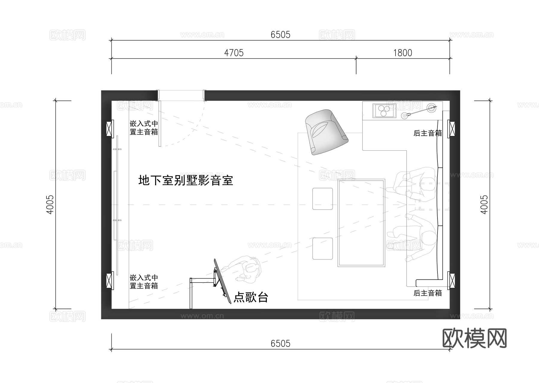 地下影音室平面布置图cad施工图