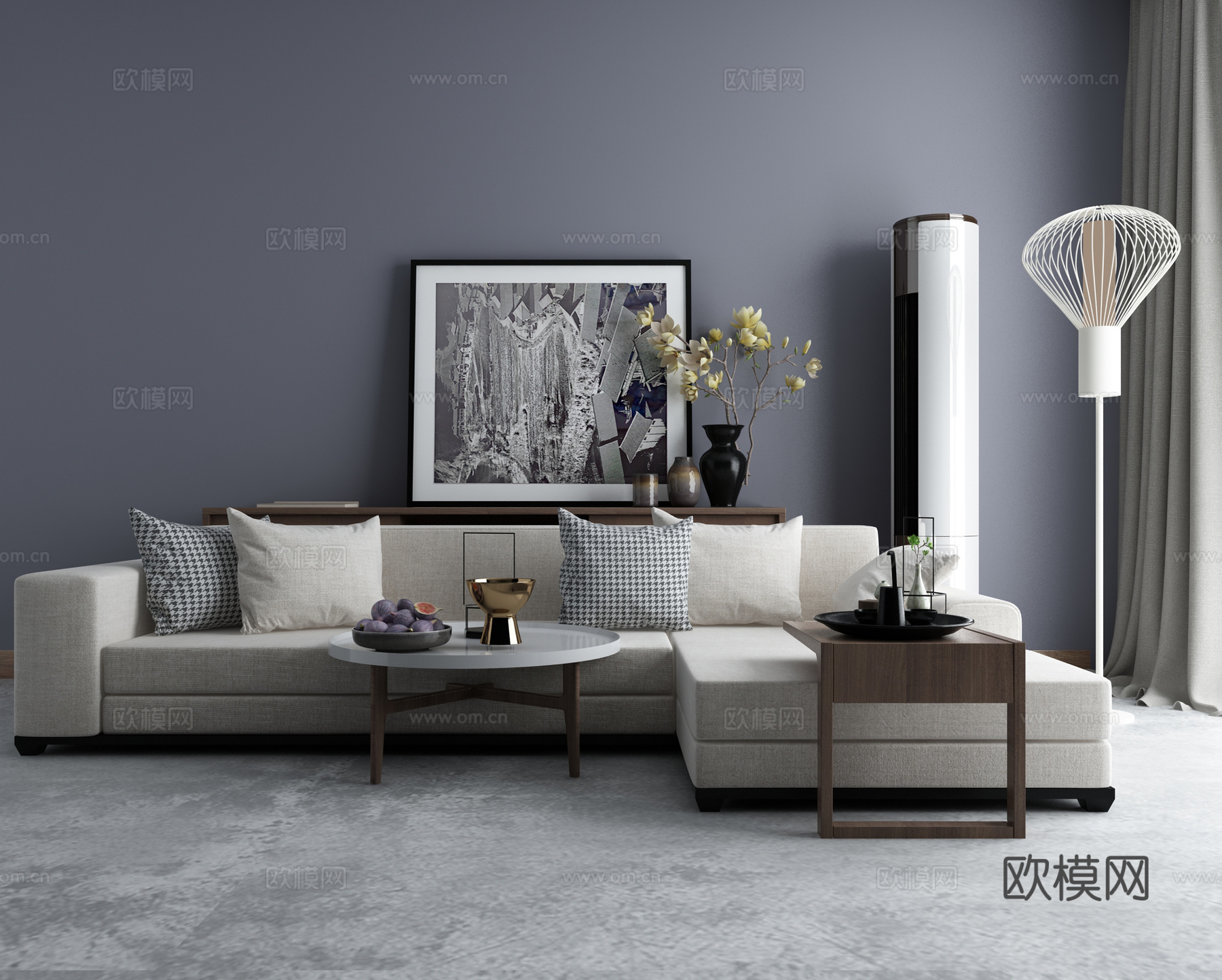 现代沙发茶几组合3d模型