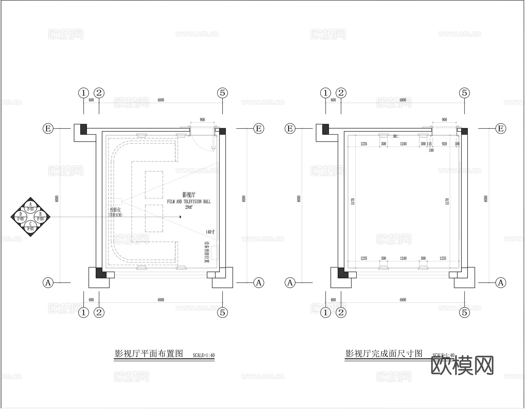 影音室装修施工图cad施工图