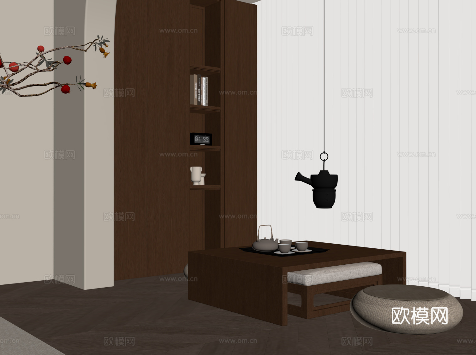 中古风阳台 小茶台su模型