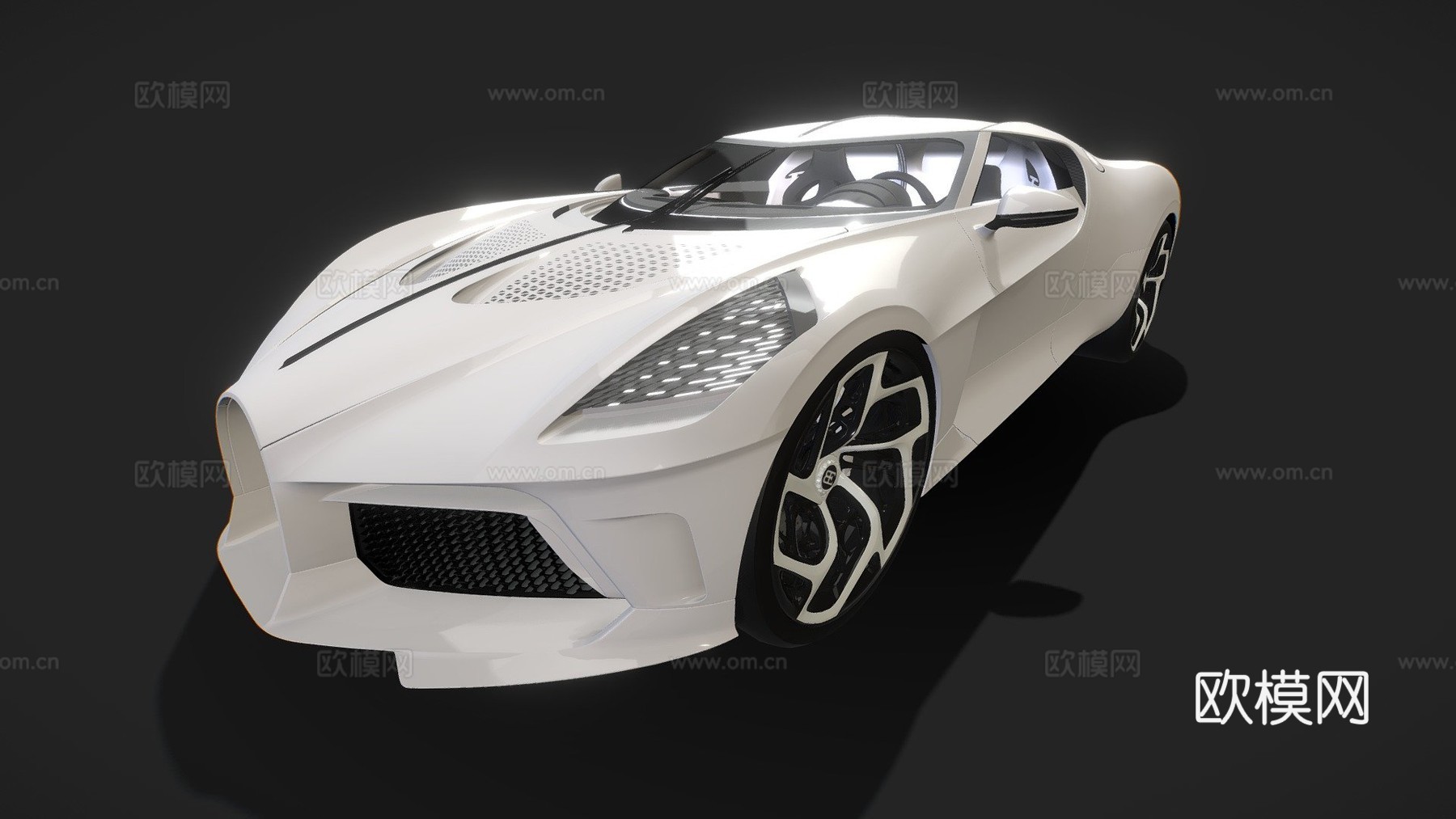 布加迪-黑车3d模型下载（渲染图1）