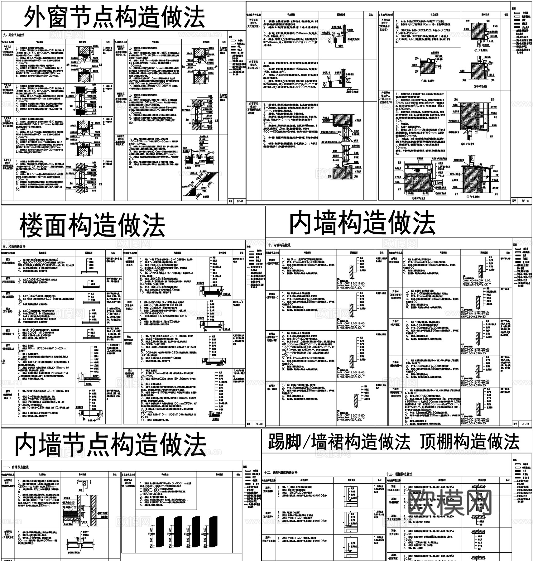 地下室防水地面地毯石材外墙剖面详图节点大样CAD素材图库cad施工图