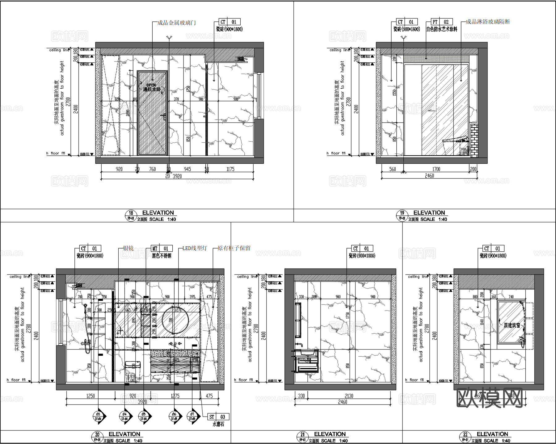200平方现代简约风深圳住宅室内施工图cad施工图