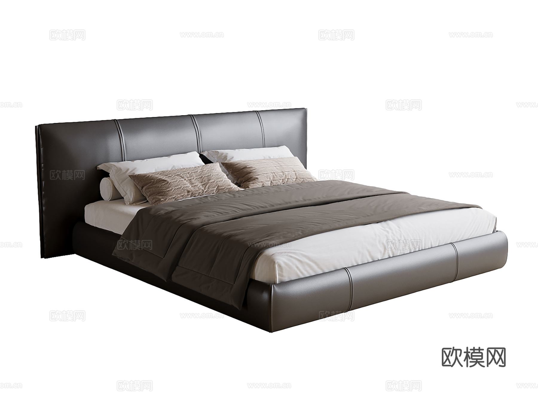 现代双人床su模型
