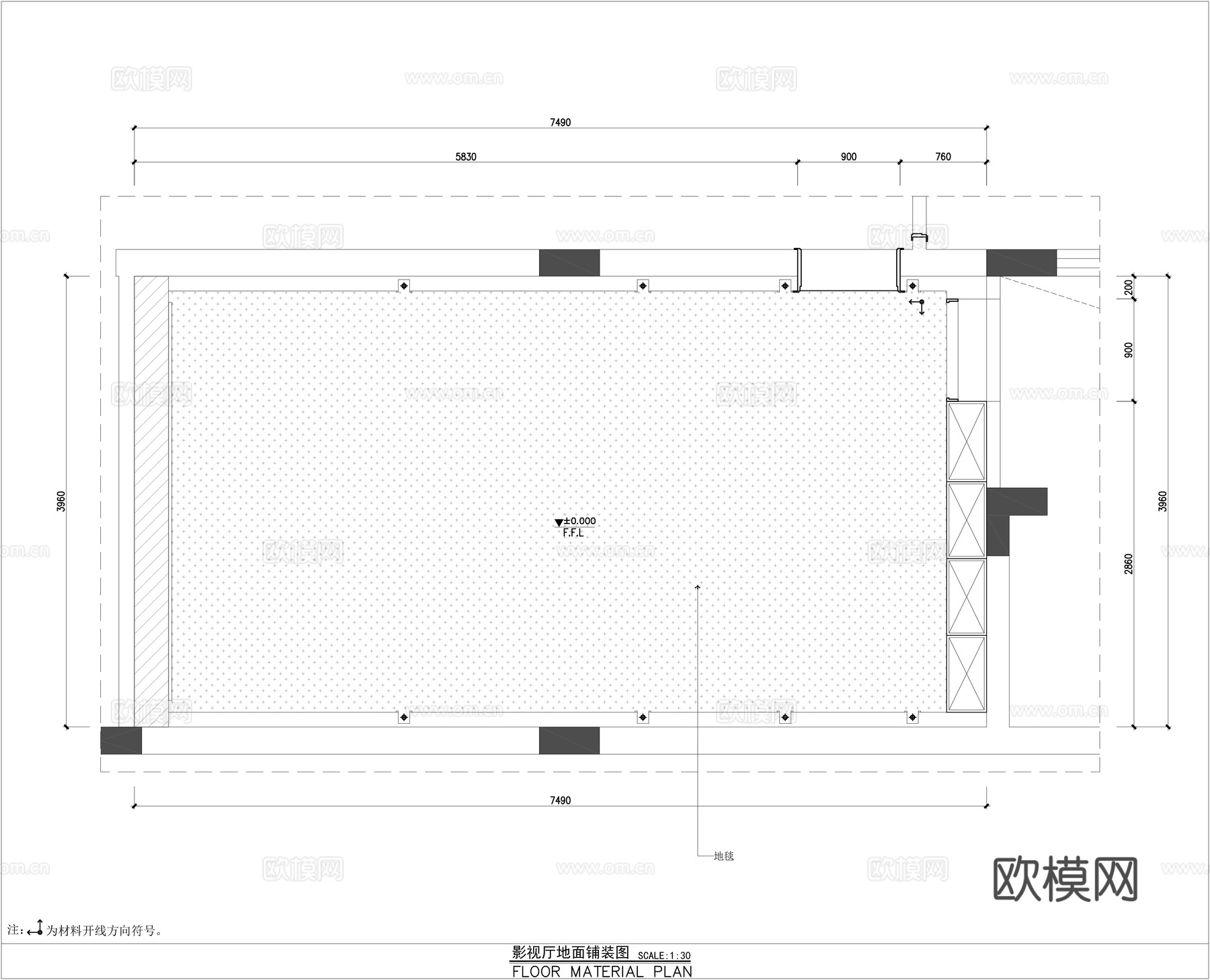 别墅影音室装修施工图cad施工图
