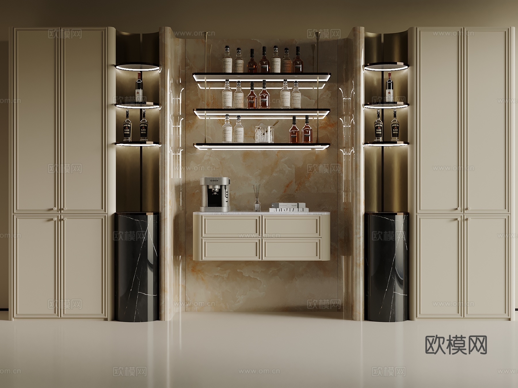 现代酒柜 法式酒柜 酒架su模型