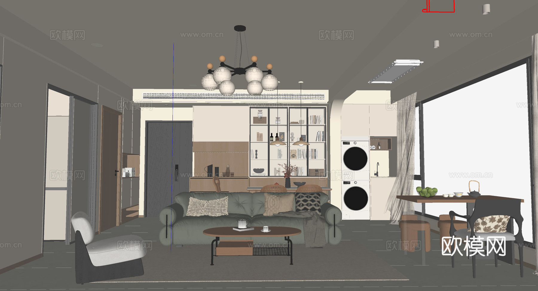 中古风客餐厅su模型