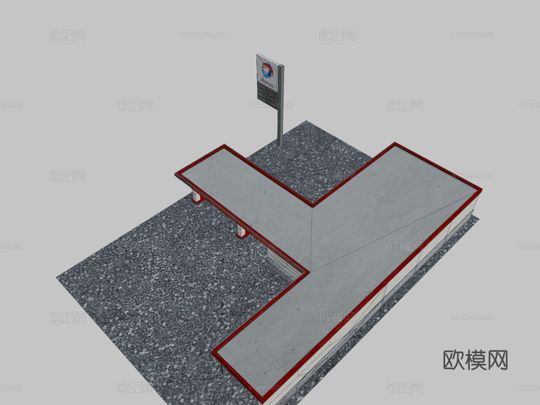 加油站3d模型下载（渲染图2）