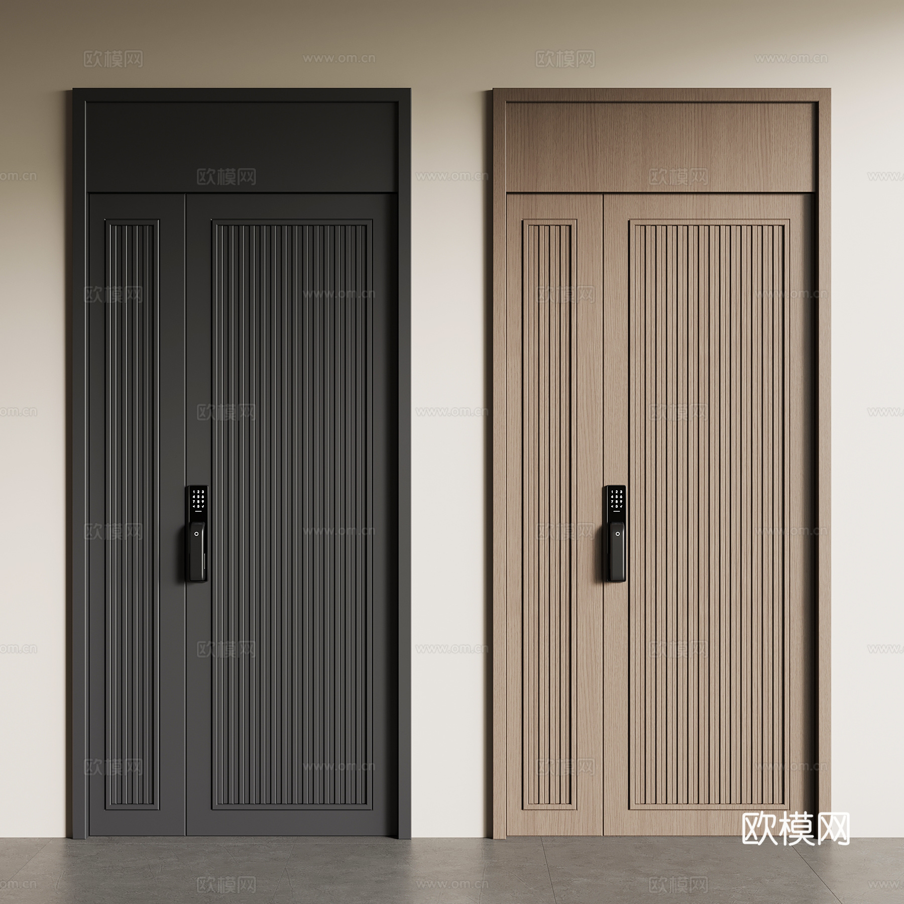 现代意式单开门 入户门su模型