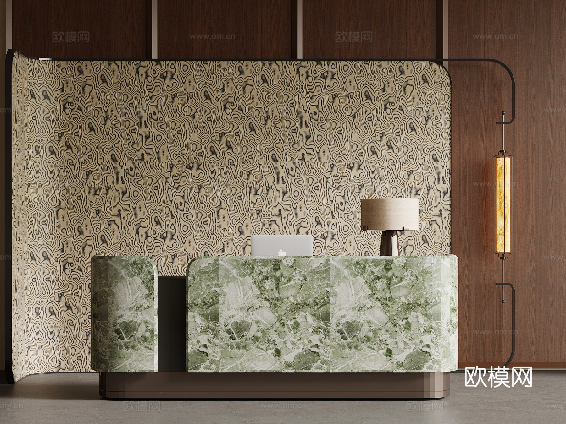 中古风吧台 接待台su模型