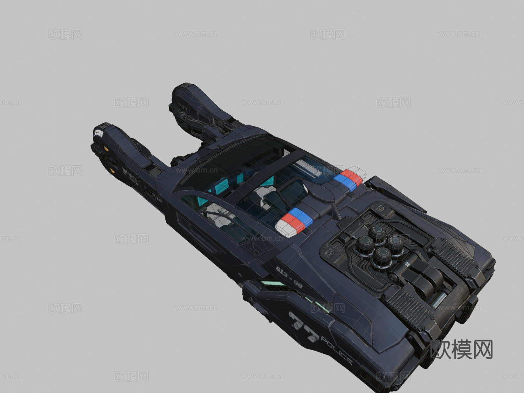 银翼杀手警察飞旋车3d模型下载（渲染图2）