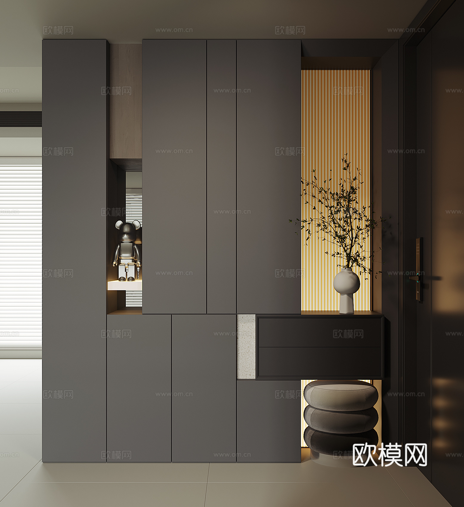 现代入户鞋柜su模型