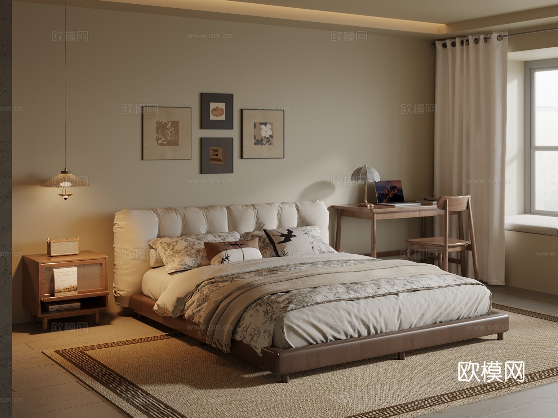 中古风卧室su模型