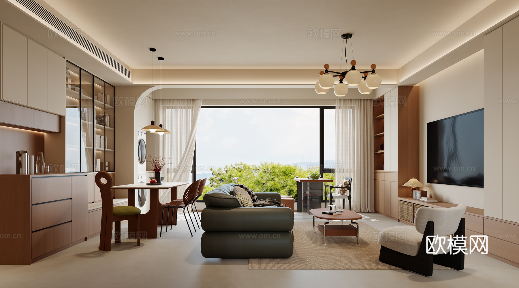 中古风客餐厅su模型