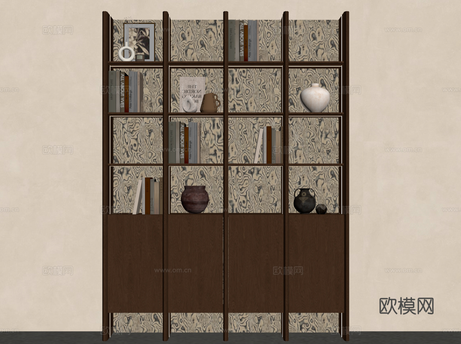 新中式茶叶柜 书柜su模型