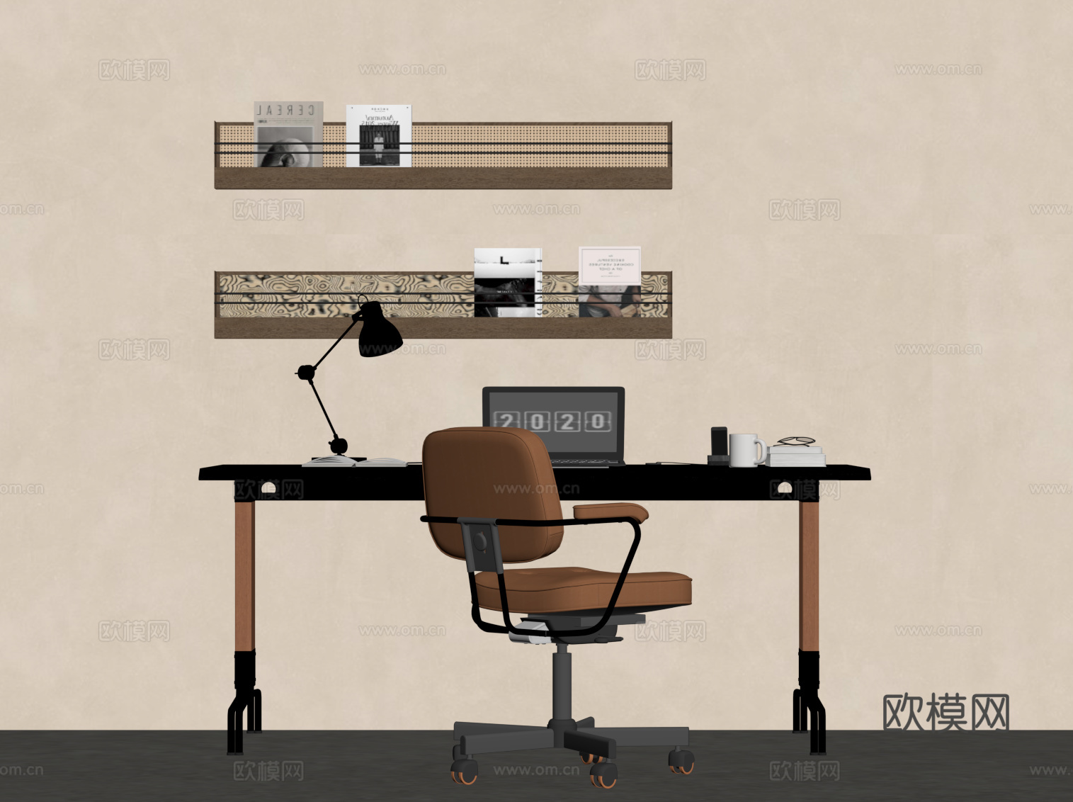 中古风书桌椅su模型