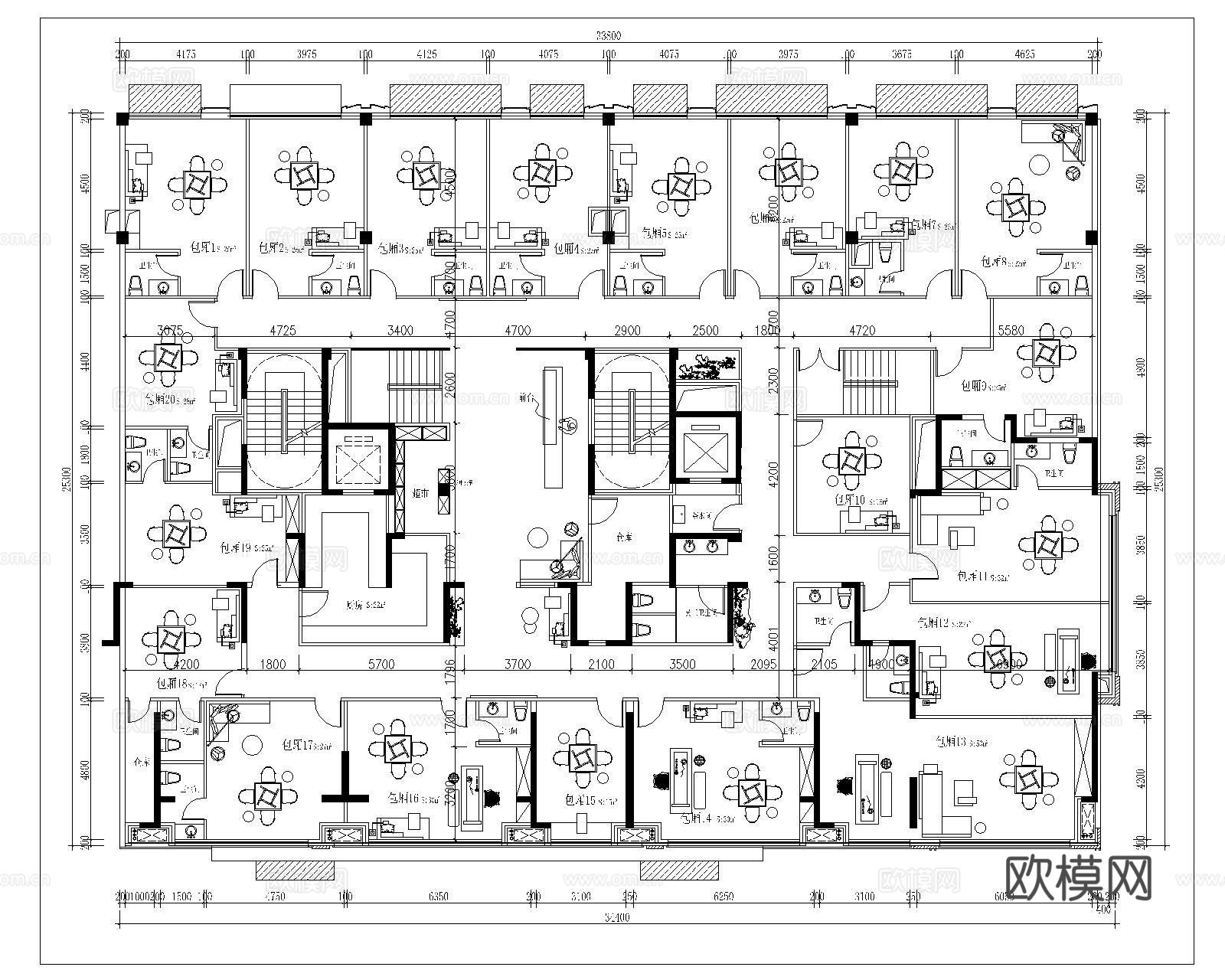 棋牌室CAD平面方案cad施工图