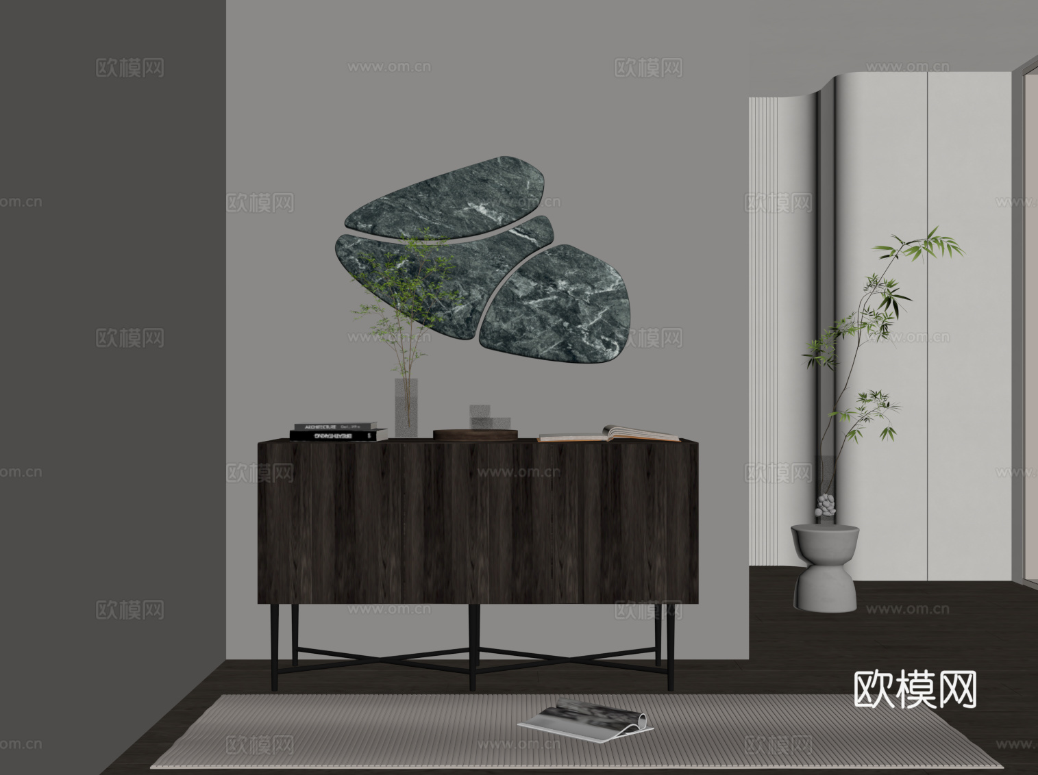 现代意式玄关柜su模型