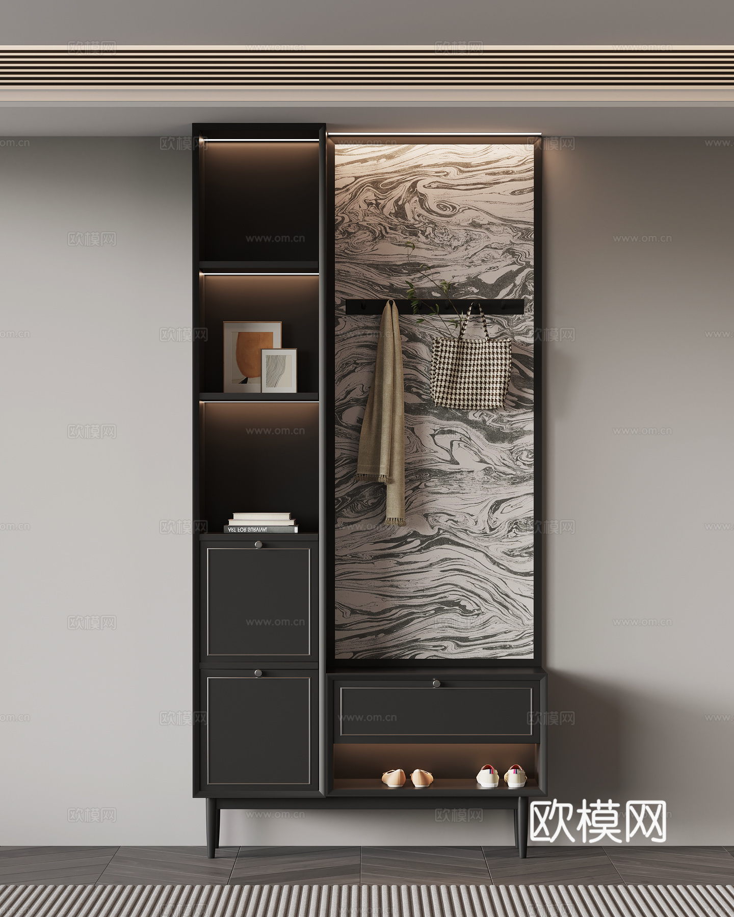现代意式玄关柜 鞋柜su模型