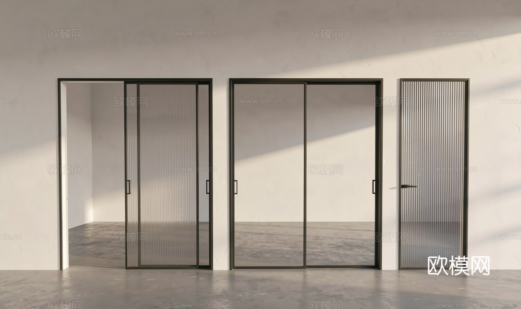 现代推拉门 推拉门 玻璃门 单开门 玻璃推拉门su模型