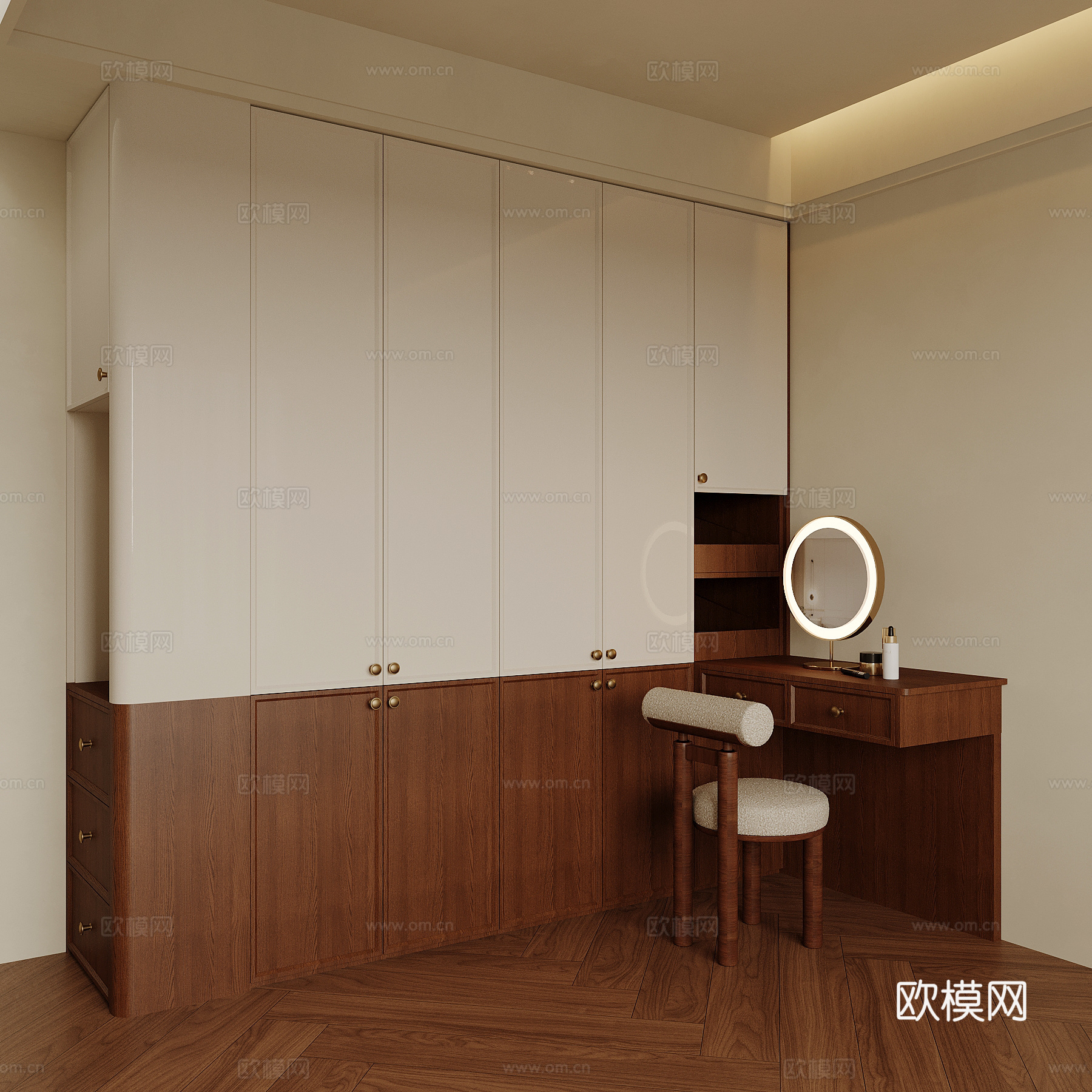 中古风衣柜 书桌 梳妆台su模型