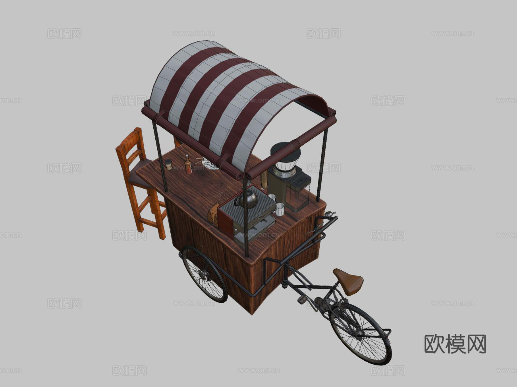 咖啡车3d模型下载（渲染图2）
