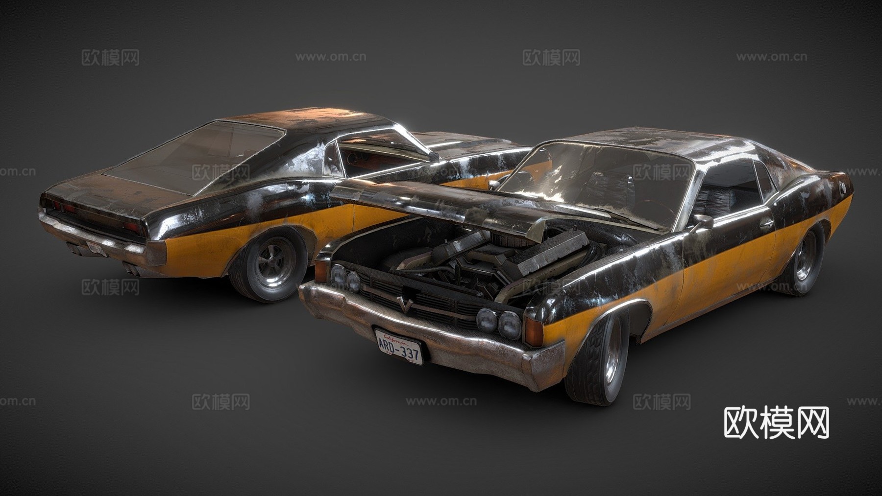 Velocirra Vortex肌肉车3d模型下载（渲染图1）