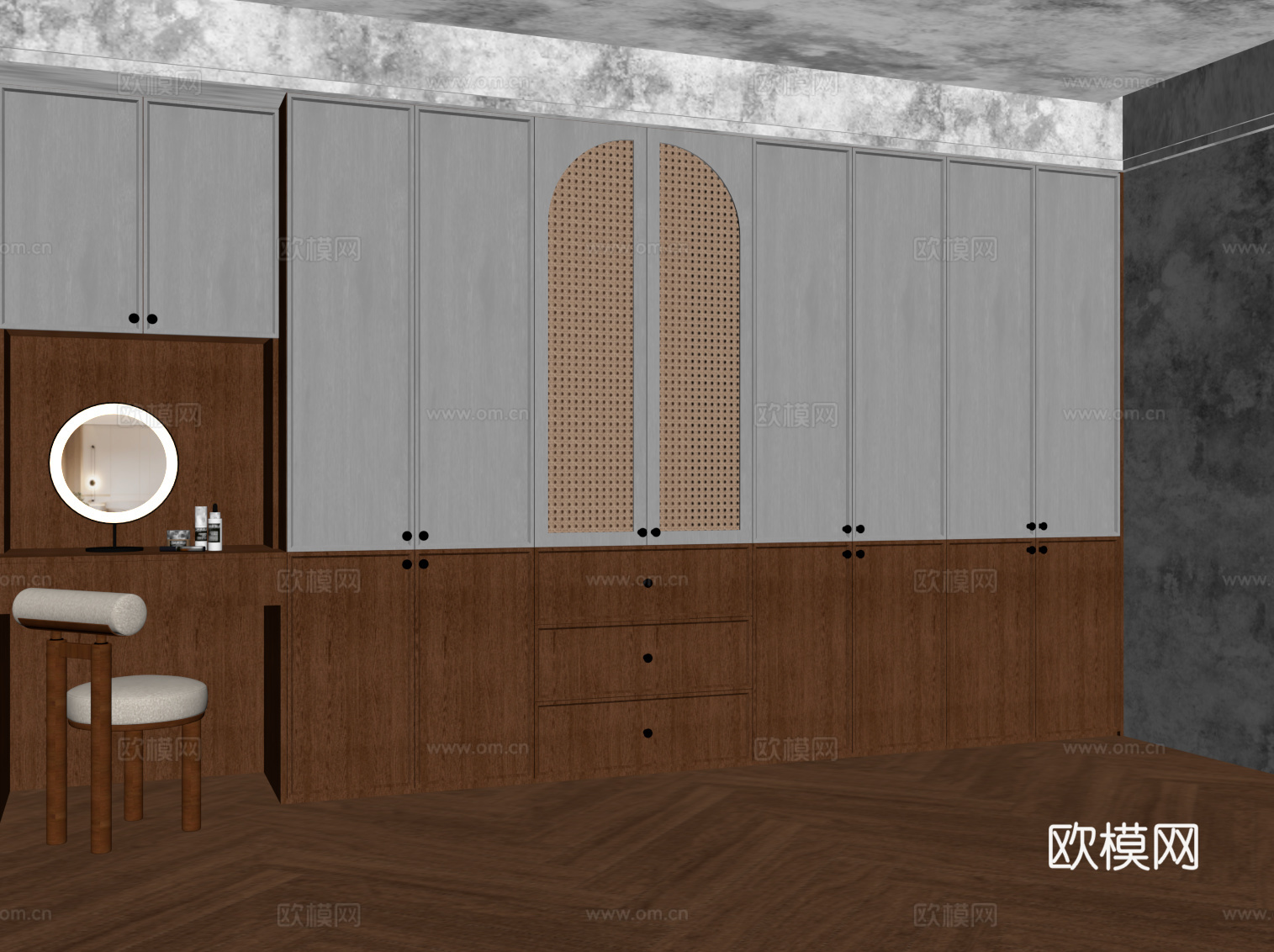 中古风衣柜 衣帽间su模型