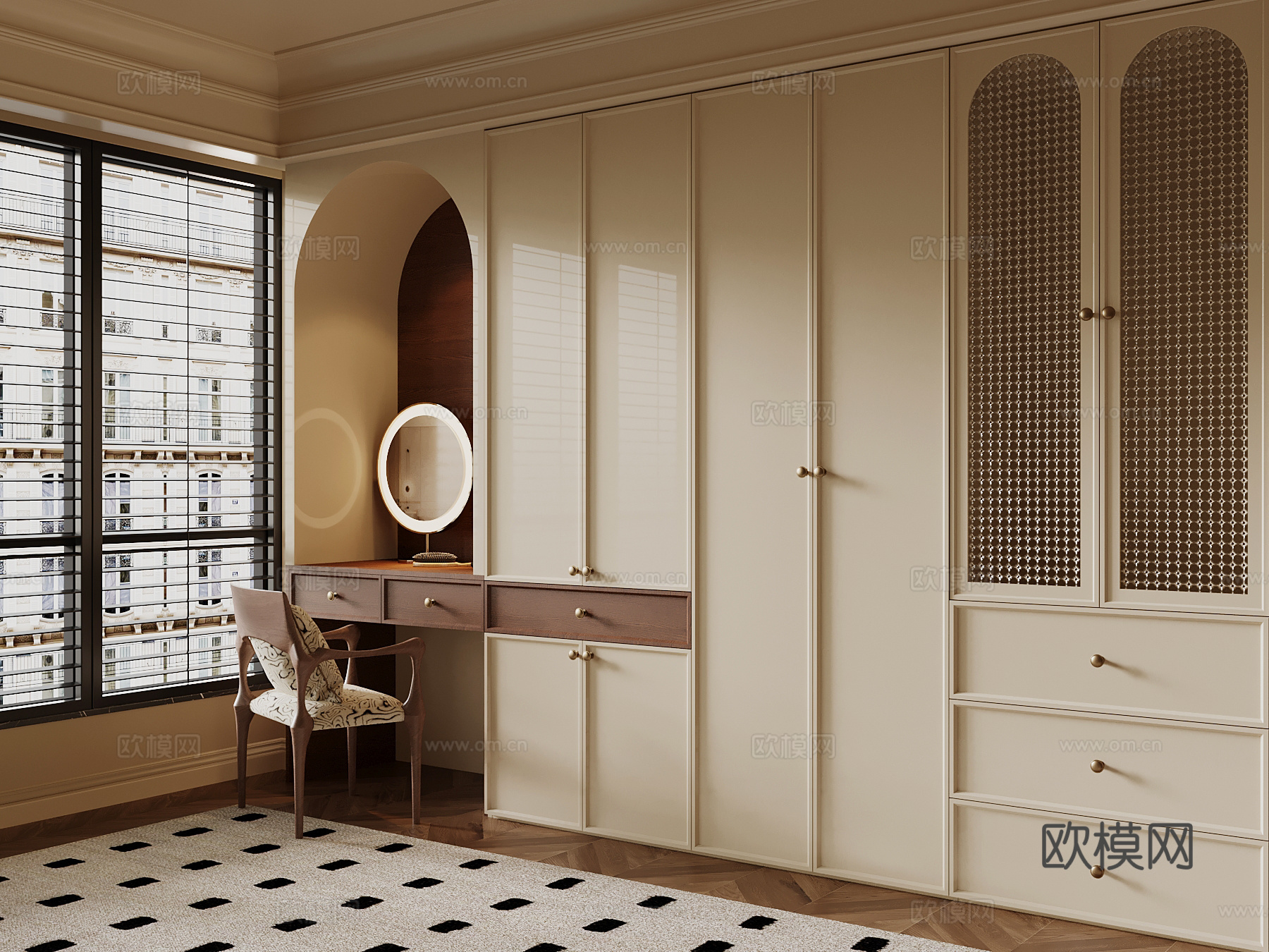 法式衣柜 梳妆台su模型